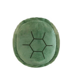 Wearable Turtle Shell Pillow in green shown alone with its rounded plush shell and stitched pattern