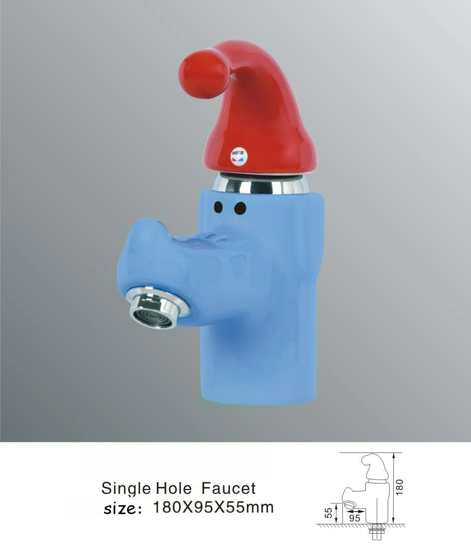 Wiggly Hat Sink Faucet product view with single-hole mounting illustration and 180mm height diagram.