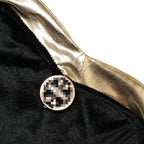 Winter Fairytale Princess Dress close-up of gold-colored neckline trim and a supplier-blurred round bodice detail