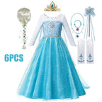 Winter Fairytale Princess Dress in Ice Blue with braided hairpiece, tiara, wand, necklace, bracelet and gloves