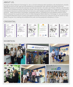 Wireless Barcode Scanner manufacturer information panel with NETUM exhibition photos and credentials