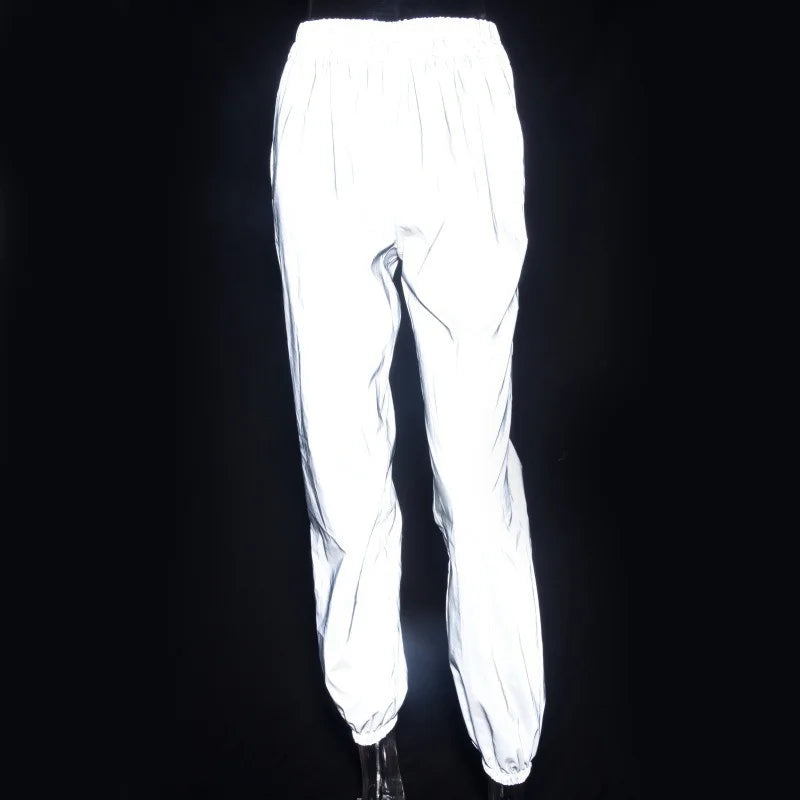 Women’s Reflective Joggers bright flash-reflective front product view against a black background