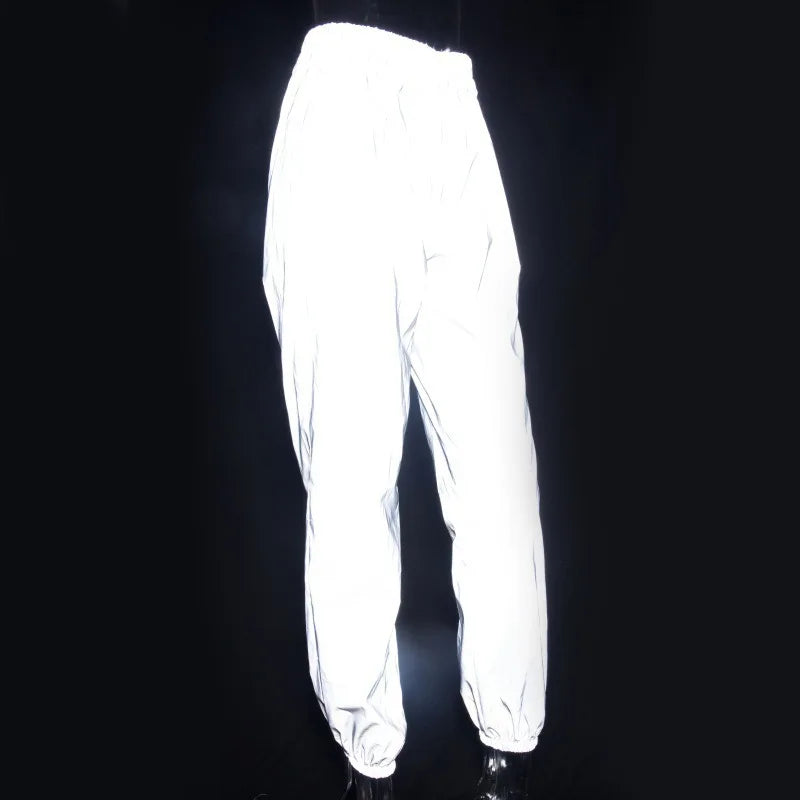 Women’s Reflective Joggers three-quarter product view showing the reflective waist and cuffed legs