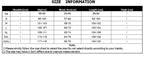 Women’s Reflective Joggers supplier size chart showing waist, hip, and length measurements in centimeters