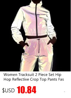 Supplier advertisement for an iridescent jacket and pants set with a printed $10.84 price