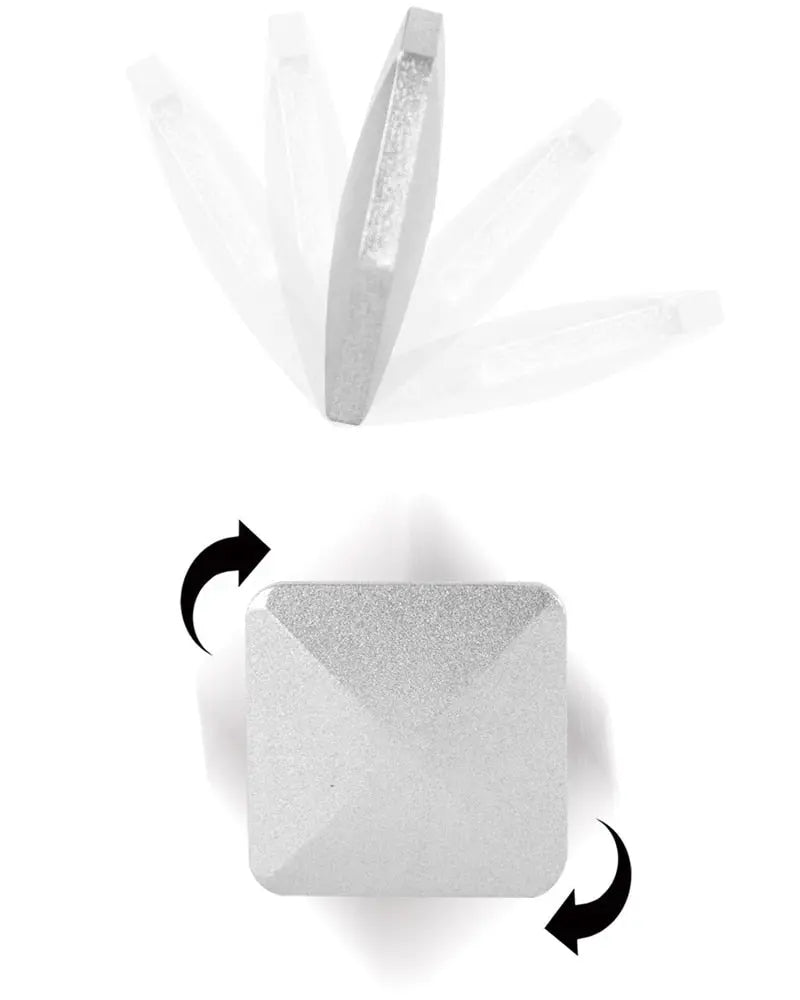 HexFlip metal fidget toy in silver showing flipping motion sequence - desk toy stress reliever demonstration