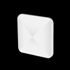 HexFlip fidget toy in white, square-shaped with geometric center indent on black background - stress relief gadget