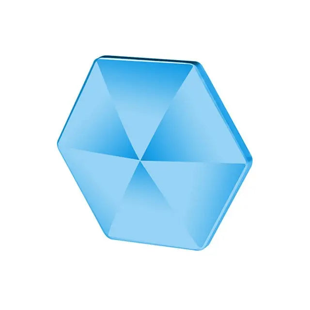 HexFlip fidget toy in bright blue hexagonal shape with geometric pattern design - stress relief desktop gadget
