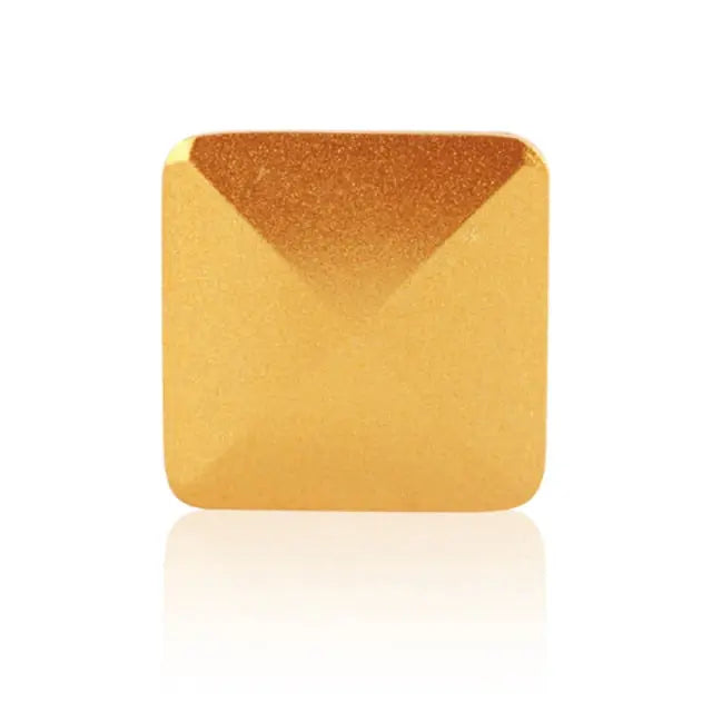 HexFlip fidget toy in gold metallic finish featuring square shape with pyramid-style raised center on reflective surface