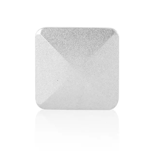 HexFlip metallic silver fidget toy with geometric pyramid design on white background - stress relief gadget