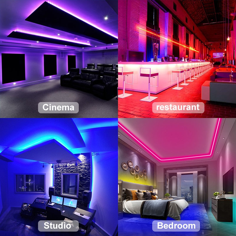 HighPeak LED Lights - 100 Feet installed in cinema, restaurant, studio, and bedroom for colorful ambient lighting effects