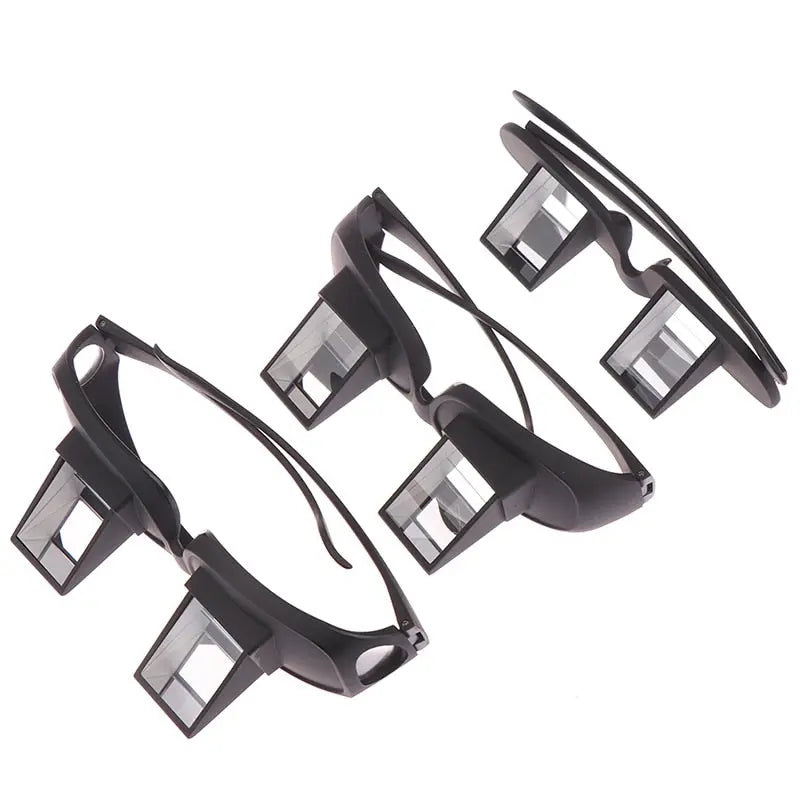 HighPeak Lazy Glasses in black showing prism lenses designed for comfortable flat-lying screen viewing without neck strain