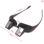 HighPeak Lazy Glasses in black with prism lenses and measurements, designed for comfortable screen viewing while lying flat