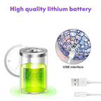 RoboFly flying toy with rechargeable lithium battery and USB charging interface shown with green battery indicator