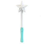 RoboFly interactive flying toy with white star wand and mint green handle against white background