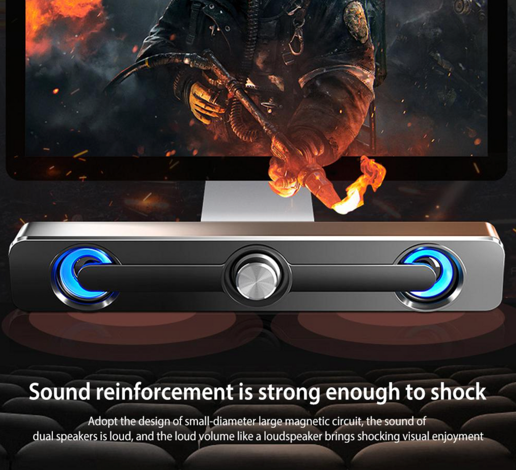 SoundBar for HighPeak MiniProjector being shown with movie