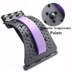 SpineCracker back stretcher in black and purple with magnetic acupressure points - lumbar support and posture corrector